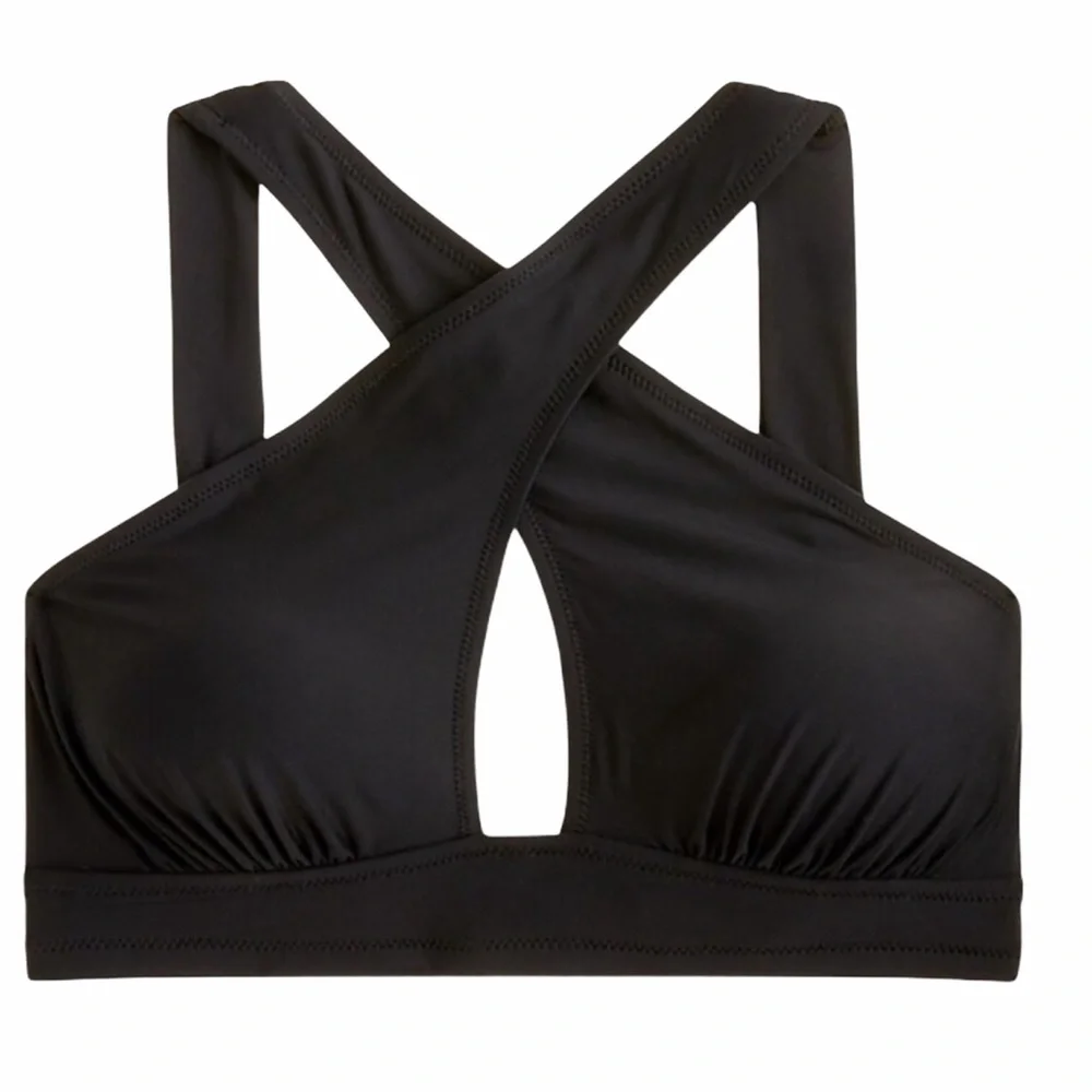 J Crew Crossed Halter Lowrider Bikini in Black Gingham Size S and L NWT